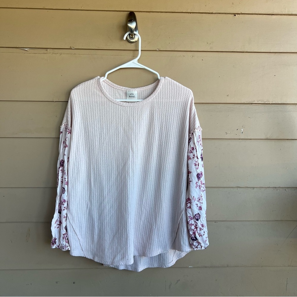 Knox Rose Oversized Long Sleeve Waffle Knit Top - Size M